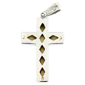 Pendente croce satinata oro 18 kt bicolore incrocio centrale 7,5 gr