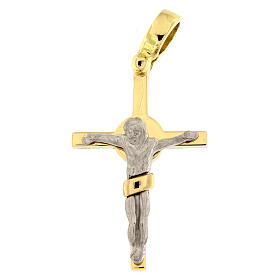 Cross pendant round pattern 18-carat bicolor gold 3.8 gr