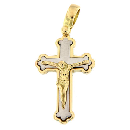 Trefoil cross pendant in 18K gold, bicolour 5.4 g 1