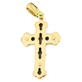 Pendente croce trilobata bicolore oro 18 kt 5,4 gr