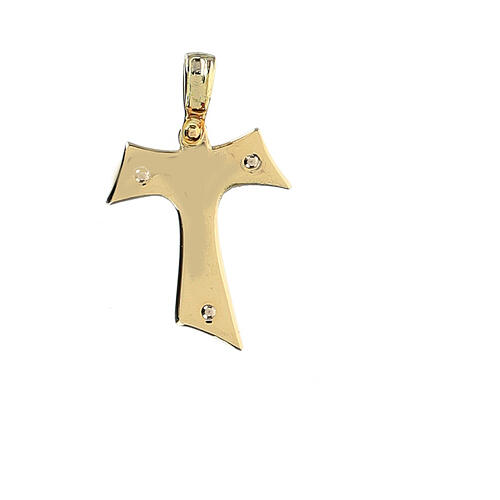 Pingente cruz Tau bicolor ouro 18K 2,6 gr 2