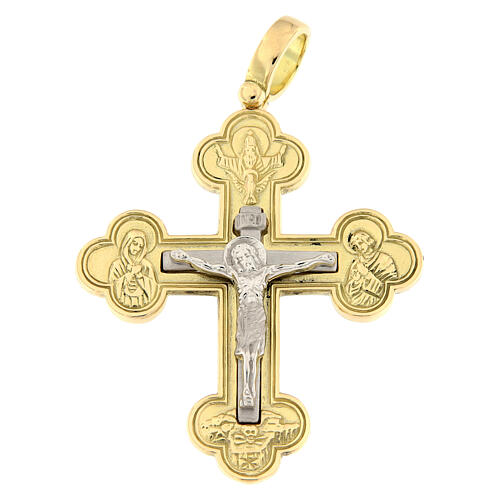 Pendentif croix orthodoxe bicolore or 18K 13 gr 1