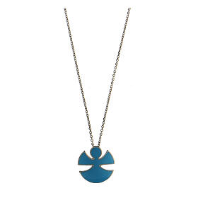Necklace with blue enammeled Angel, 925 silver