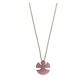 Necklace with pink enammeled Angel, 925 silver