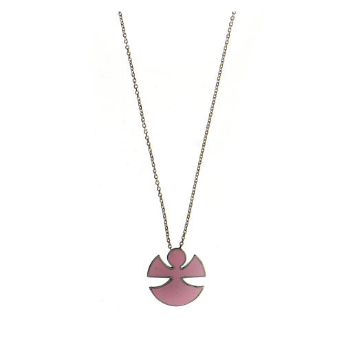 Necklace with pink enammeled Angel, 925 silver 1