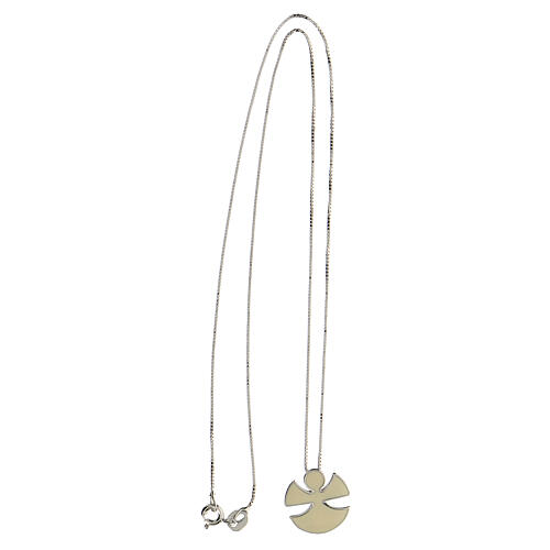 Halskette mit Engel aus 925er Silber und Emaille in Elfenbein 3