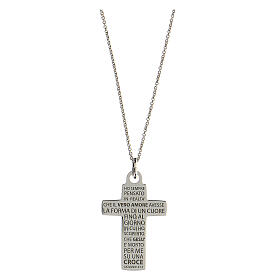 Necklace with big engraved cross, True Love, 925 silver