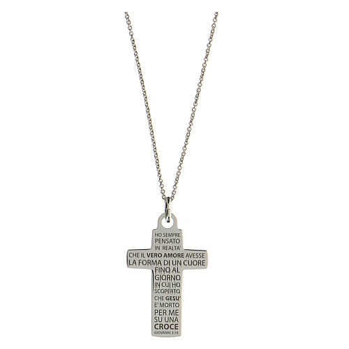 925 sterling silver cross necklace True Love engraved big 1