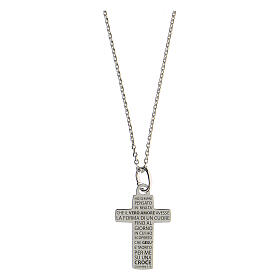 Halskette mit Kreuz aus 925 Silber und eingravierter Phrase Wahre Liebe