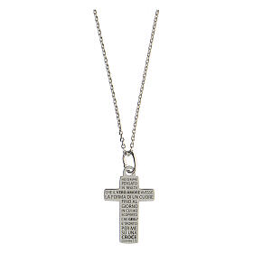 Necklace with medium engraved cross, True Love, 925 silver