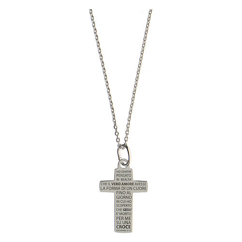 Necklace with medium engraved cross, True Love, 925 silver 1