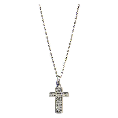 Halskette mit Kreuz aus 925 Silber und eingravierter Phrase Wahre Liebe 1