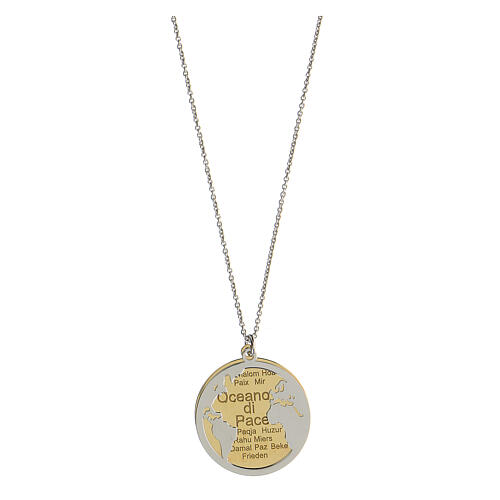 Necklace Ocean of Peace medal in two-tone 925 silver 1