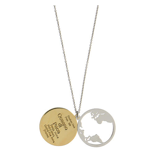 Necklace Ocean of Peace medal in two-tone 925 silver 2