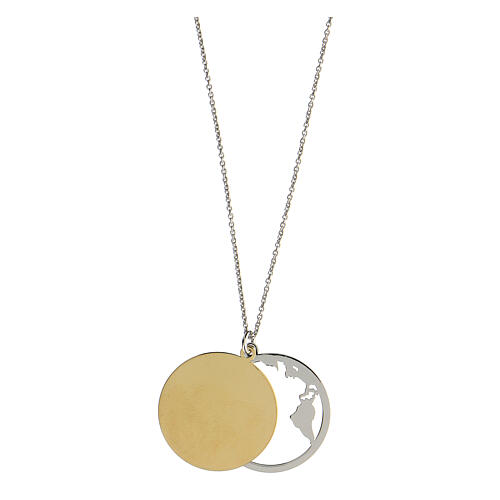 Necklace Ocean of Peace medal in two-tone 925 silver 4