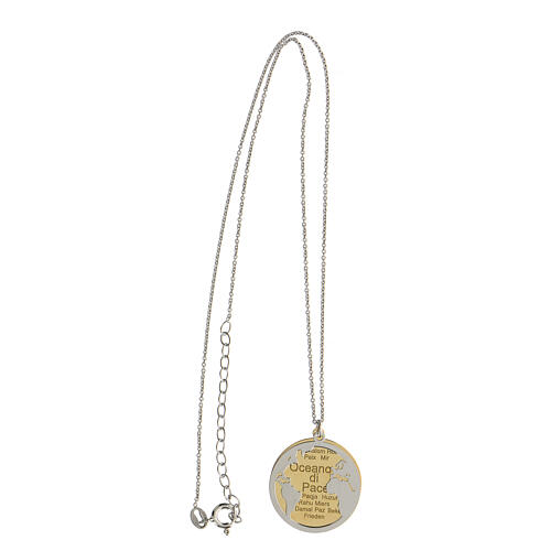 Necklace Ocean of Peace medal in two-tone 925 silver 5