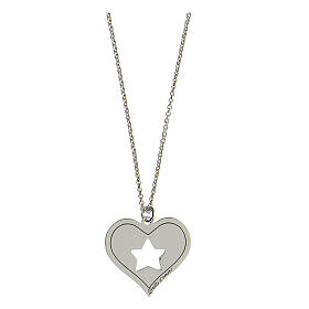 Necklace with heart-shaped pendant, cut-out star, Brilli Amore, 925 silver