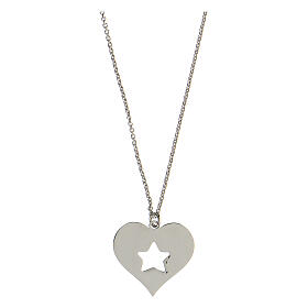 Necklace with heart-shaped pendant, cut-out star, Brilli Amore, 925 silver