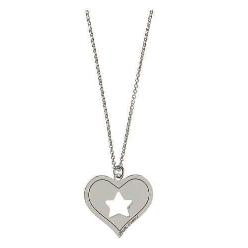 Necklace with heart-shaped pendant, cut-out star, Brilli Amore, 925 silver 1