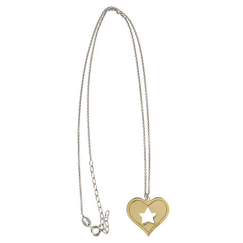 Halskette aus 925er Silber mit vergoldetem Anhänger in Herzform und Stern 3