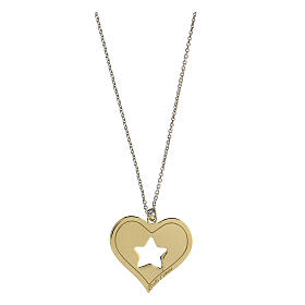 Necklace with gold plated heart pendant, cut-out star, Brilli Amore, 925 silver