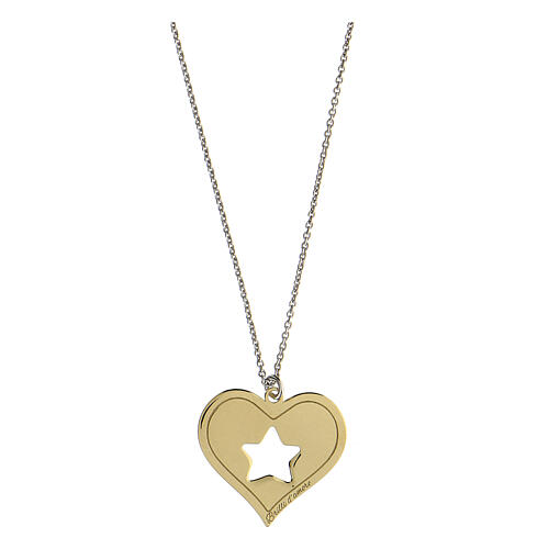 Necklace with gold plated heart pendant, cut-out star, Brilli Amore, 925 silver 1
