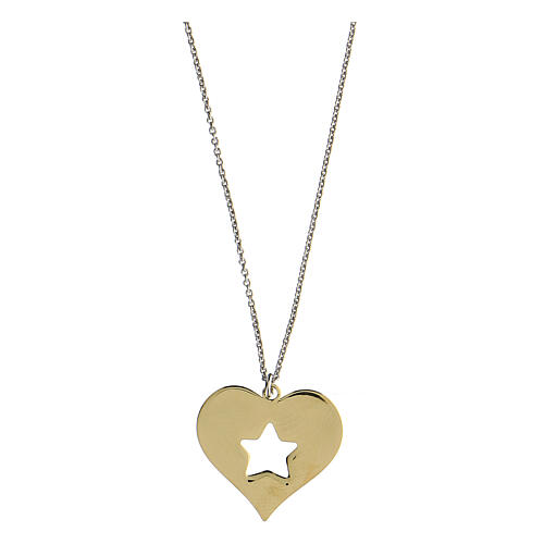 Necklace with gold plated heart pendant, cut-out star, Brilli Amore, 925 silver 2