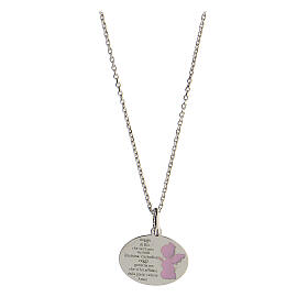 Guardian angel necklace in 925 silver pink enamel