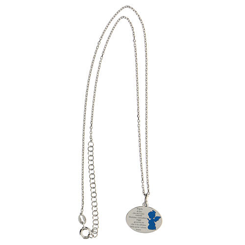 Halskette mit Engel Gottes aus 925er Silber und Emaille in blau 3