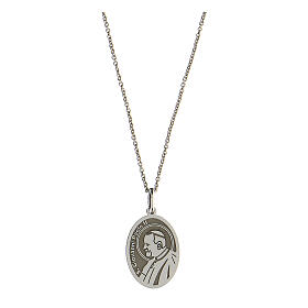 Necklace with Saint John Paul II, oval medal, rhodium-plated 925 silver