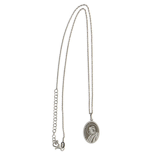 Necklace with Saint John Paul II, oval medal, rhodium-plated 925 silver 3
