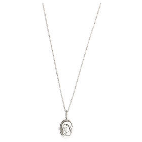 Necklace with Our Lady of Medjugorje, oval medal, rhodium-plated 925 silver