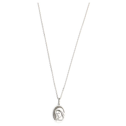 Necklace with Our Lady of Medjugorje, oval medal, rhodium-plated 925 silver 1