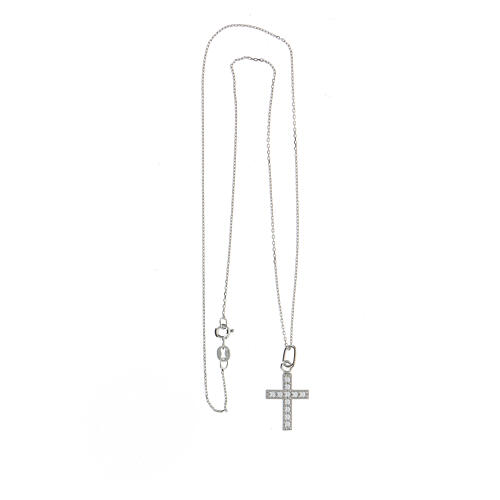 Necklace with cross pendant, 925 silver and white zircons 3