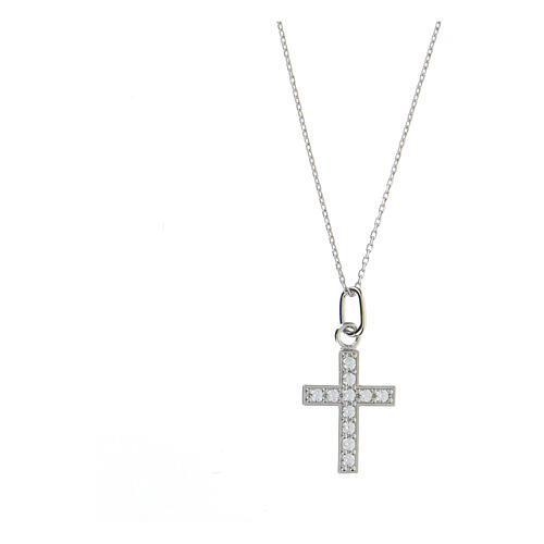 925 silver cross necklace with white zircons 1