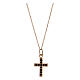 Necklace with cross pendant, pink 925 silver and black zircons s1