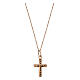 Necklace with cross pendant, pink 925 silver and black zircons s2