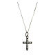 Necklace with cross pendant, burnished 925 silver and white zircons s1
