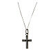Necklace with cross pendant, burnished 925 silver and white zircons s2