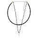 Leather necklace with black beads cross in 925 silver s2