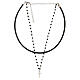 Leather necklace with black beads cross in 925 silver s4