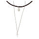 Double choker necklace cross silver 925 leather medal s1