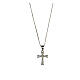 Necklace with bell-mouthed cross, 925 silver and white zircons s1