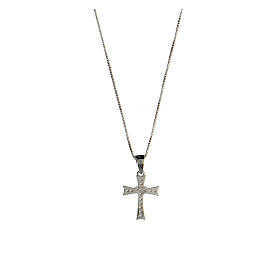 Collier croix évasée argent 925 zircons blancs