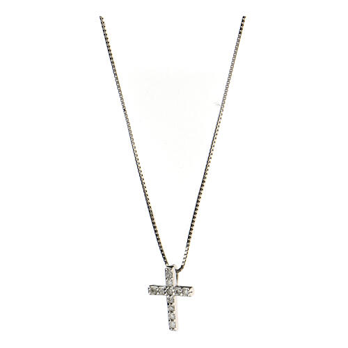 Necklace with cross pendant, 925 silver and white zircons 1