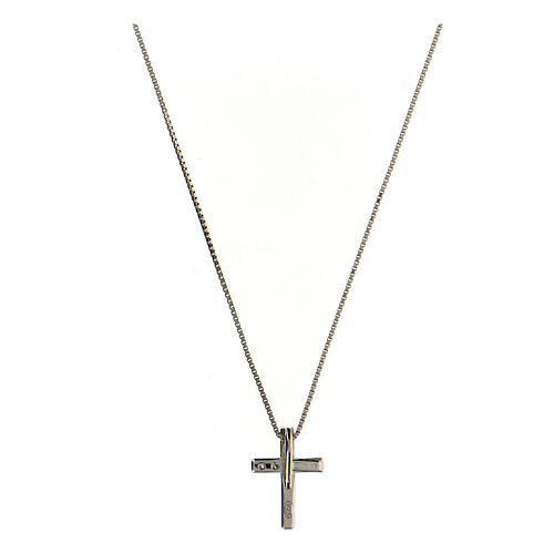 Necklace with cross pendant, 925 silver and white zircons 2