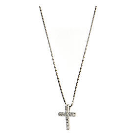 Collana croce argento 925 fila zirconi
