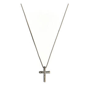 Collana croce argento 925 fila zirconi