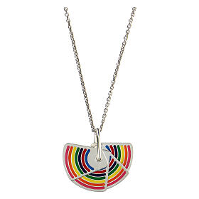 Rainbow pendant in enamelled bronze