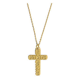 Double cross pendant "E Gioia Sia", gold plated 925 silver